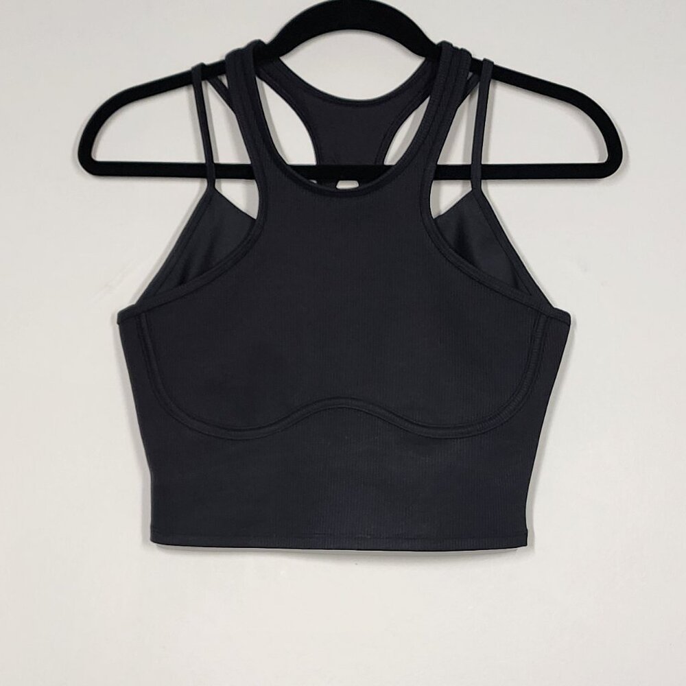 ALO Yoga Ribbed Airlift Enchanted Bra Tank Size M Black EUC